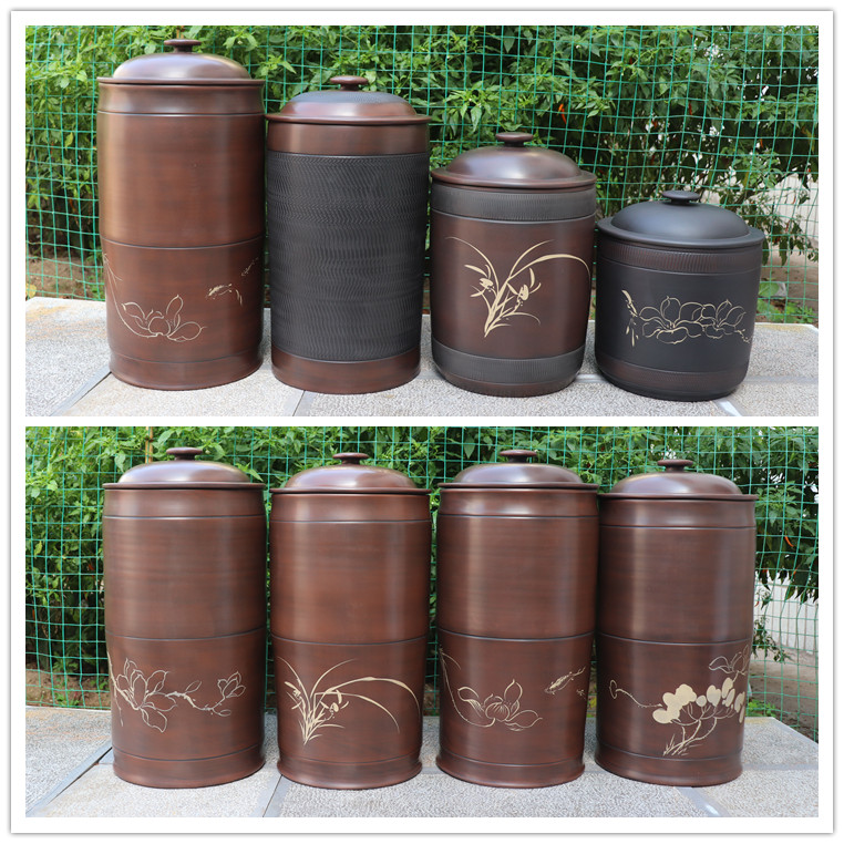Yunnan Purple pottery tea set large tea pot Pu'er tea storage tank Famous pottery pot tea cake pot clearance treatment