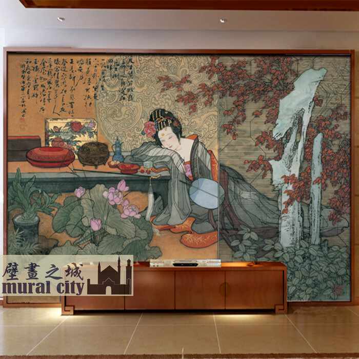 レトロな中国の応接間の装飾画古画山水画人物画壁画四大美女画4枚Q 中国四大美女|中国古代四大美女|古代四大美女的图片|古带四大