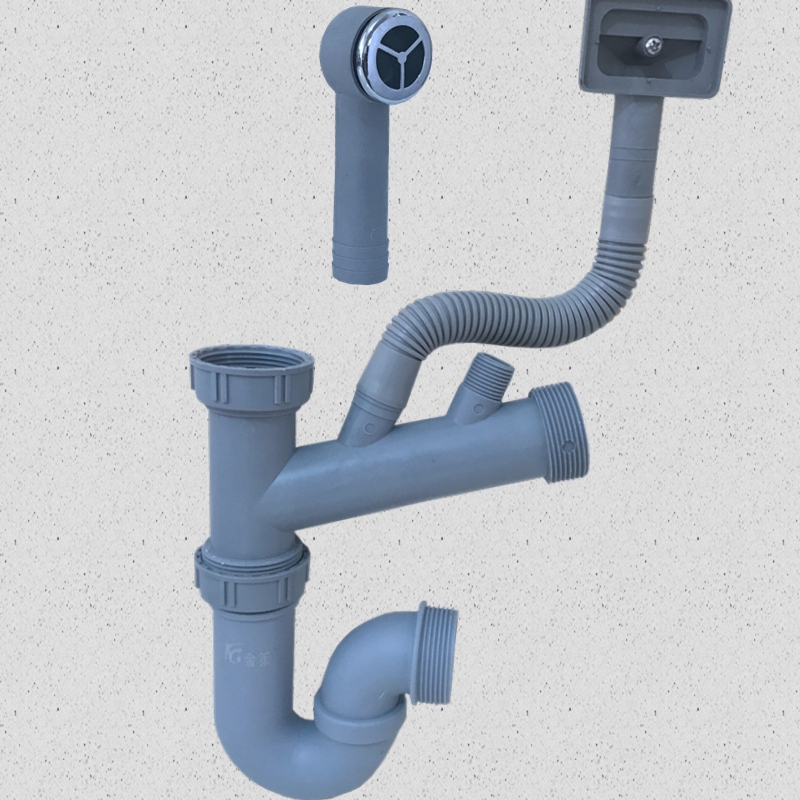 Kitchen sink sink accessories Square overflow faucet Round overflow faucet Four-way five-way hyperlink pipe Anti-odor U-bend