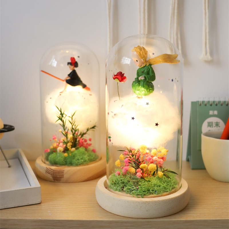 DIY Handmade Little Prince Rose Flower Witch Cloud Night Light Unicorn Ornament Best Friend Girlfriend Birthday Gift