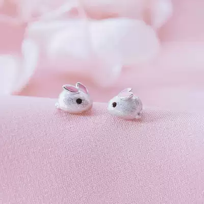 925 sterling silver earrings female cute girl bunny 2020 new trendy girl earrings 2021 three-dimensional earrings