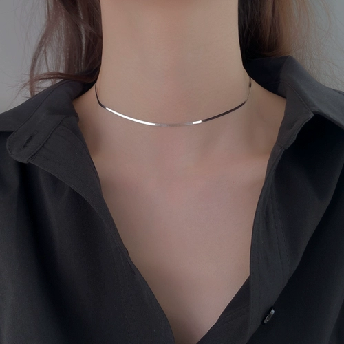 Ожерелье, брендовая цепочка до ключиц, короткий чокер, подвеска, серебро 925 пробы, простой и элегантный дизайн