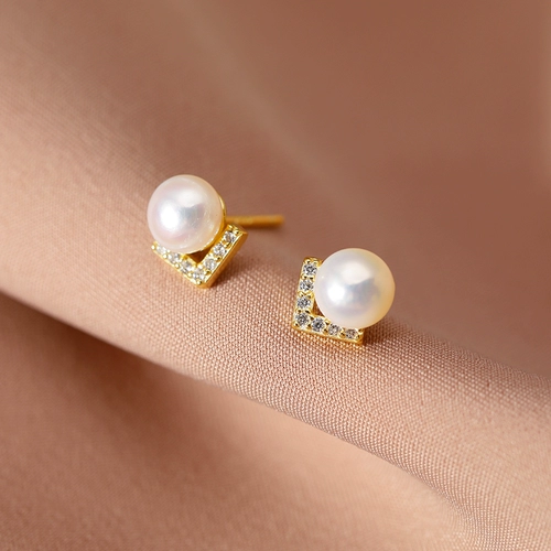 Небольшие дизайнерские серьги из жемчуга, серебро 925 пробы, французский стиль