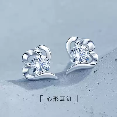 925 sterling silver ear needle female Korean version of fashion simple sleeping free girl heart ins earrings raising ears heart heart earrings