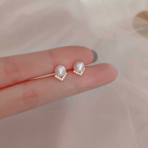 Небольшие дизайнерские серьги из жемчуга, серебро 925 пробы, французский стиль