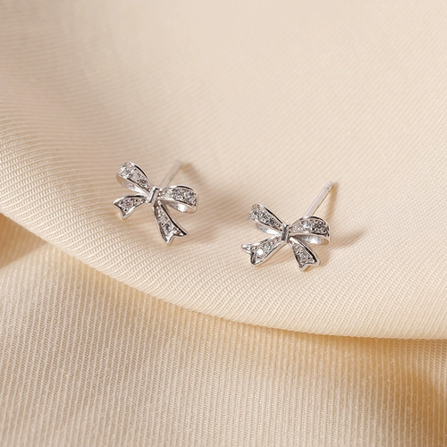 Серьги с бантиком, серебро 925 пробы, изысканный стиль