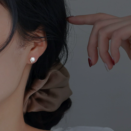 Небольшие дизайнерские серьги из жемчуга, серебро 925 пробы, французский стиль