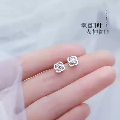925 sterling silver ear needle female summer model 2020 New Tide Clover raise ear earrings 2021 small earrings