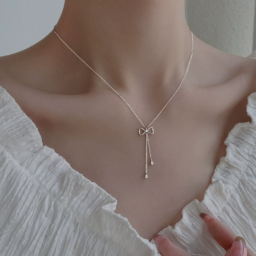 Летнее ожерелье с бантиком, сексуальный аксессуар, серебро 925 пробы, коллекция 2022, премиум класс, легкий роскошный стиль