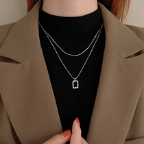 Silver Olympic 925 sterling silver high-end sweater chain women autumn and winter 2021 New Tide atmosphere necklace double gold pendant