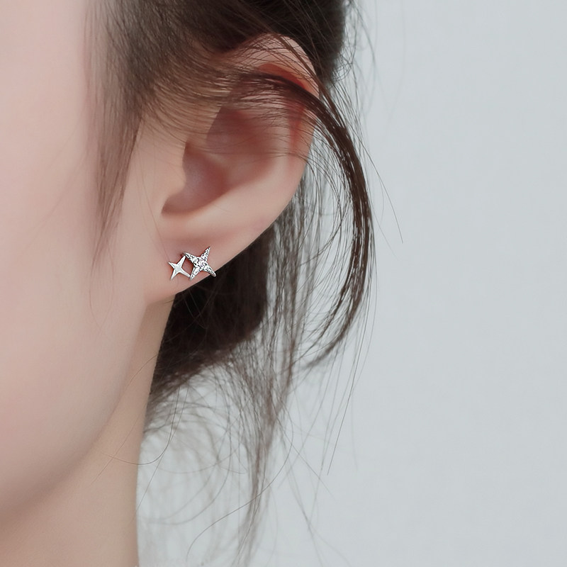 925 sterling silver ear studs women's 2021 new trendy simple star earrings children's small temperament ear bone stud earrings