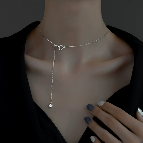 Ожерелье, брендовая цепочка до ключиц, серебро 925 пробы, коллекция 2023, простой и элегантный дизайн, легкий роскошный стиль