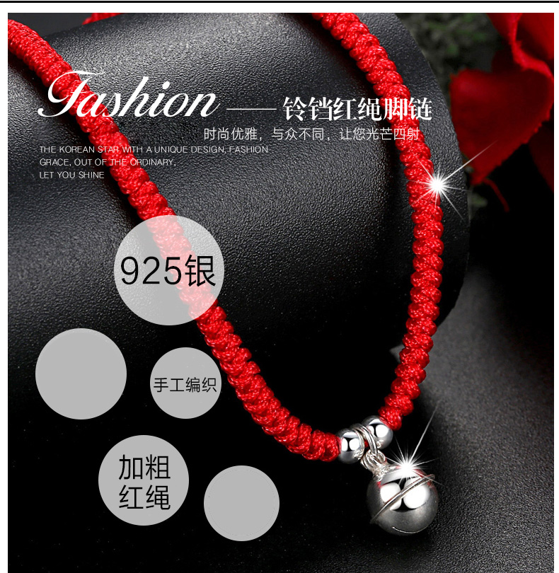 Vòng tay bạc 925 sterling nữ dây đỏ phiên bản Hàn Quốc của năm sinh viên đơn giản dệt vòng tay nam mẫu đôi vòng dâu tằm cho bé