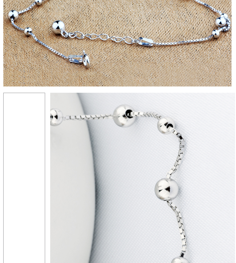 Chuyển hạt cườm bạc 925 sterling vòng chân người lớn nữ chuông nam Sen phiên bản Hàn Quốc của chuỗi mắt cá tính đơn giản lắc chân vàng pnj