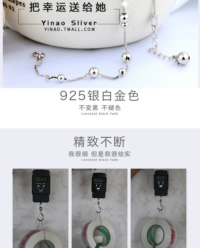 Chuyển hạt cườm bạc 925 sterling vòng chân người lớn nữ chuông nam Sen phiên bản Hàn Quốc của chuỗi mắt cá tính đơn giản