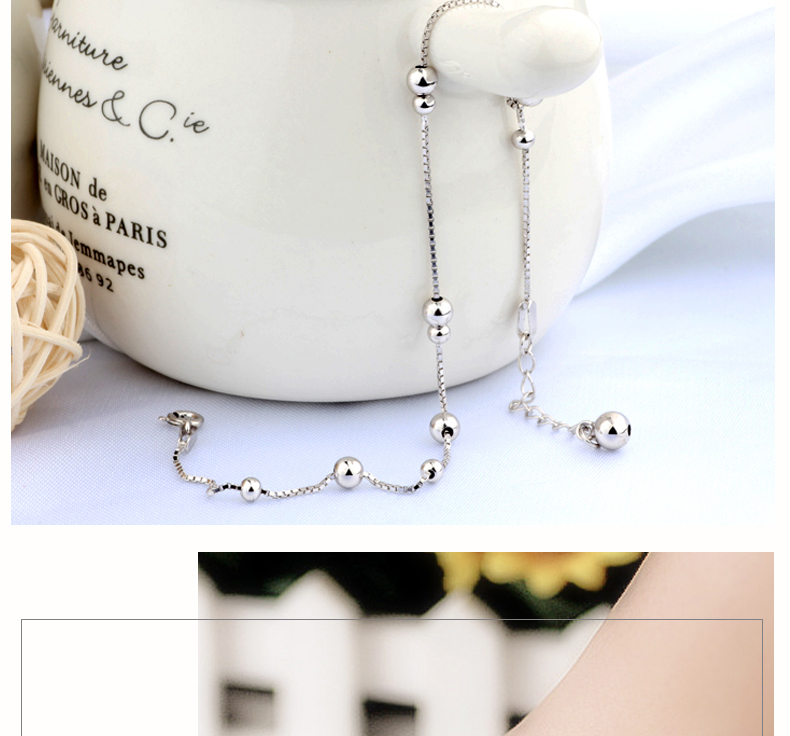 Chuyển hạt cườm bạc 925 sterling vòng chân người lớn nữ chuông nam Sen phiên bản Hàn Quốc của chuỗi mắt cá tính đơn giản lắc chân vàng pnj