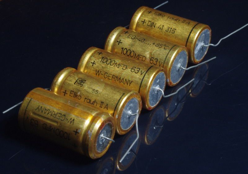 1000uF 63V New West German ROE Audio electrolytic capacitor axial