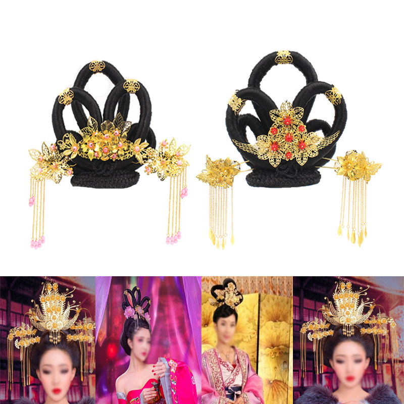 Ancient costume Hanfu wig fairy hair bag film and television performance annual meeting performance royal concubine princess hair bun new photo hair bag