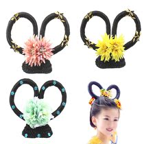 Childrens costume wig Girls Change headdress Tang Dynasty ancient style fairy shape Wu Mei Niang costume princess flying bun
