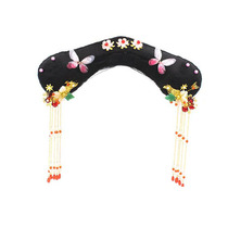 Costume wig Qing Dynasty court flag head childrens grid shape Bride Xiuhe bun hair stick flag board dovetail headdress