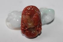 Zodiac Chicken Blood Jade Pig Pendant Natural Jade Pendant and Pig Finely Carved Stone Pendant