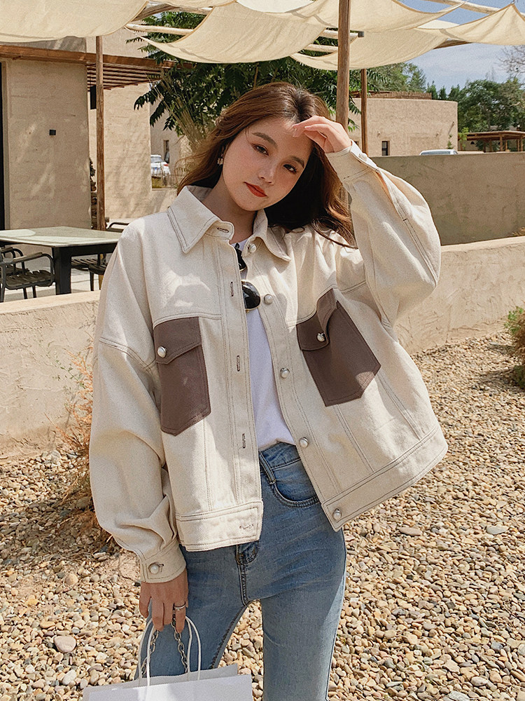 Tooling denim jacket female spring and autumn short short Korean version loose all-match casual jacket 2022 new spring