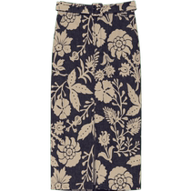 (Same style as Liu Wen) ERDOS straight skirt womens 24th summer new cotton and linen blended printed slit long skirt