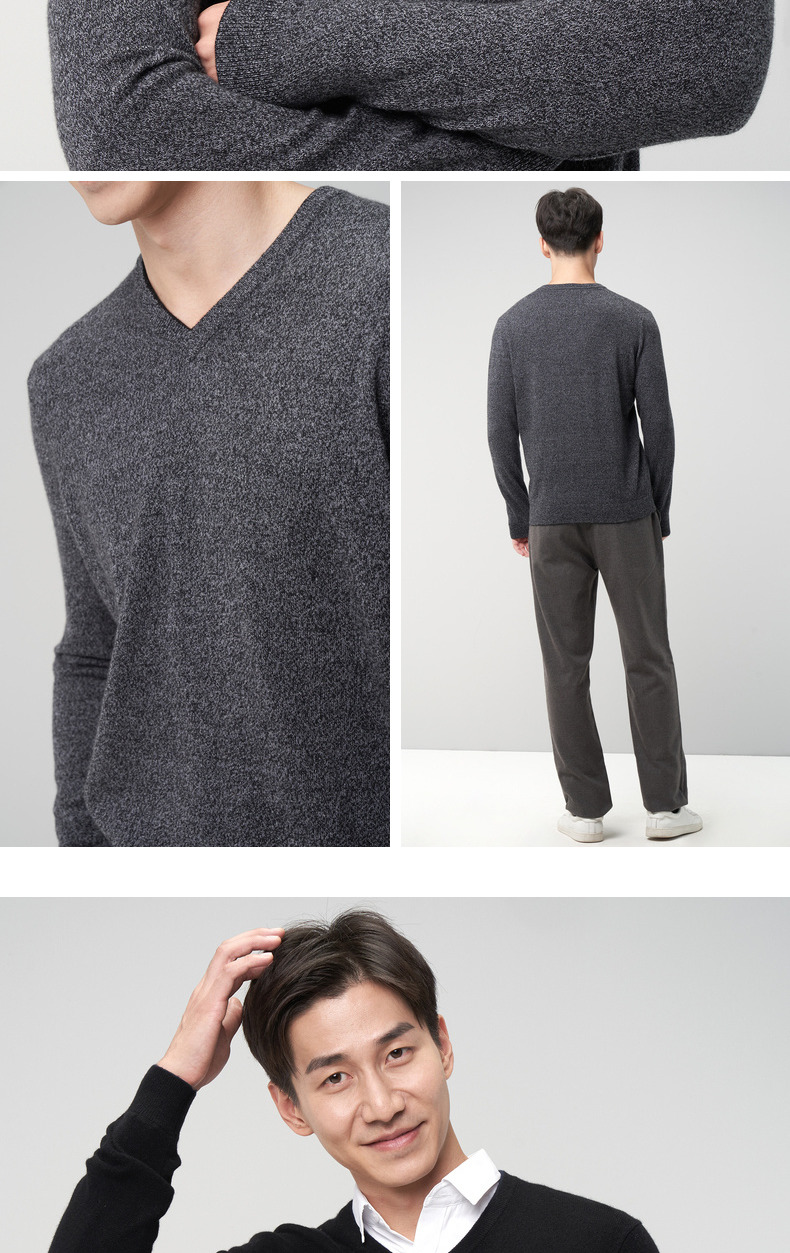 Erdos 1980 mùa thu và mùa đông áo len cashmere cổ chữ V áo len nam