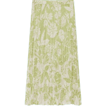 ERDOS mint mambo print skirt womens 24 summer new acetate satin midi mid-length pleated A-line skirt