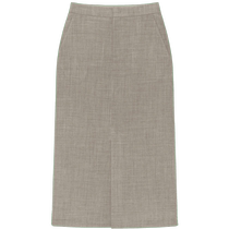 ERDOS gray long straight pencil skirt 24 spring new worsted wool slit workplace suit skirt for women