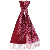 ERDOS 羊绒双层起毛提花围巾女24年冬新品酒红色保暖针织围脖节日