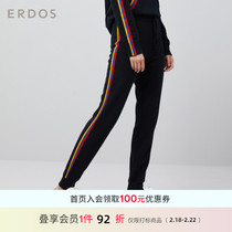 ERDOS female pure cashmere early spring style sports wind outside wearing pure cashmere pants straight cylinder long pants hit side streaks with small leggings