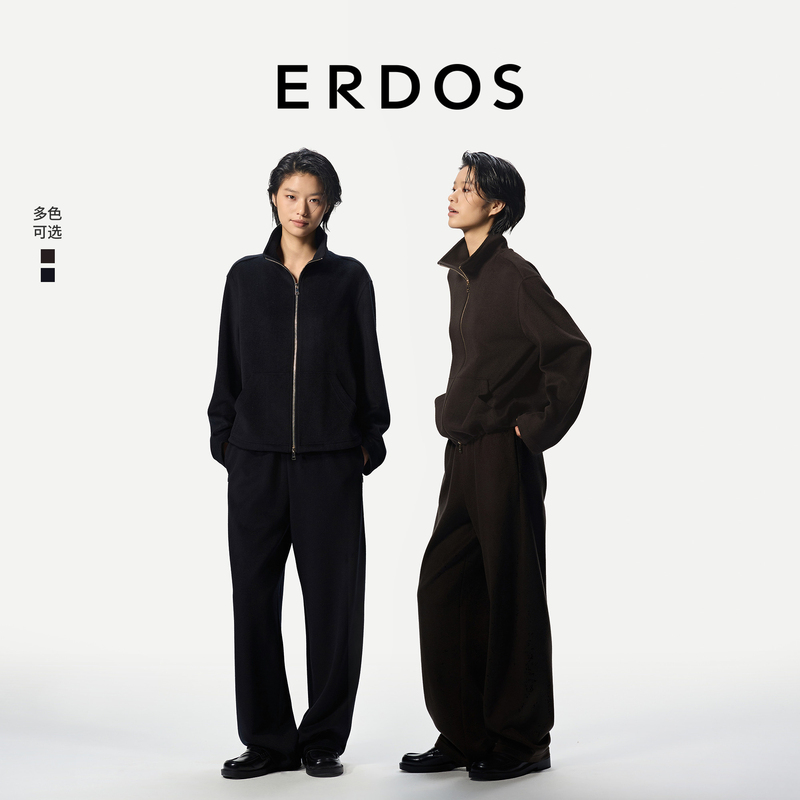 【Free and Easy Series】Erdos Stand Collar Knitted Jacket 26 Autumn New Collection Quiet Luxury Style Sporty Women's Short Top