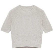 ERDOS round neck single border loose short-sleeved womens 24 spring new solid color simple commuting loose knitted pullover