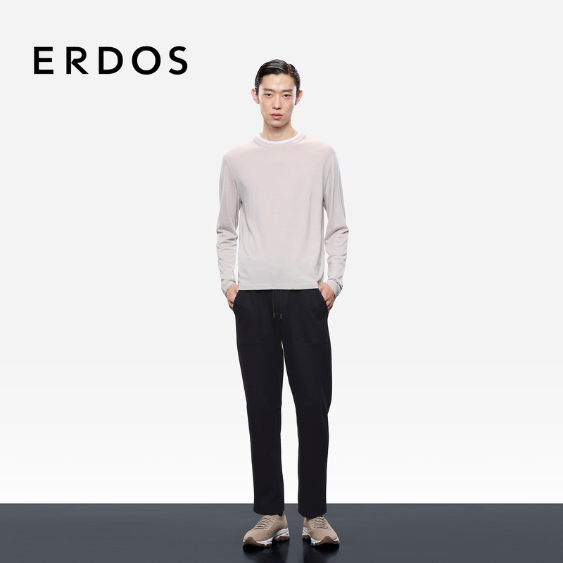 Erdos Men's Cotton Jogging Pants Autumn and Winter Elastic Waist Versatile Solid Color Commuter Casual Pants Erdos Men's Cotton Jogging Pants Autumn and Winter Elastic Waist Versatile Solid Color Commuter Casual Pants
