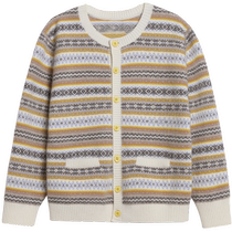 Ordos childrens knitted sweater cardigan girls sweater boys 24th autumn and winter new round neck warm thick coat