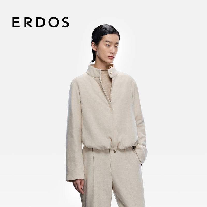 [Same Series as the Show] Erdos Women's Short down Jacket Autumn and Winter Non-Dyed Cashmere Coat