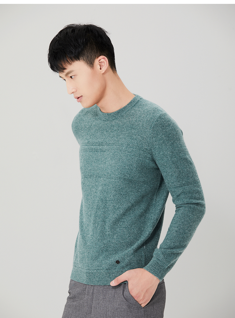 Ordos mùa thu và mùa đông vòng cổ thời trang lạ mắt màu rắn áo len nam cashmere áo len Q176W1005