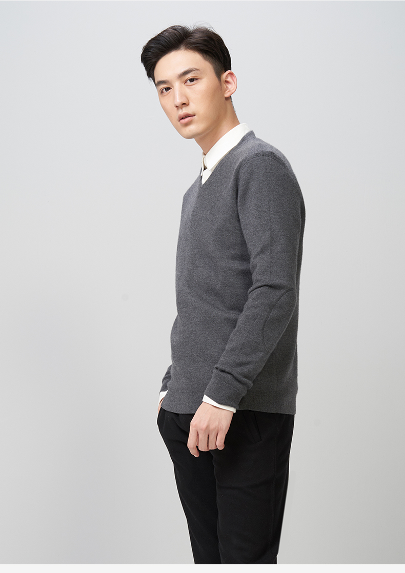 ERDOS mùa thu và mùa đông tinh khiết cashmere worsted V-Cổ đôi kéo nam áo thun áo len E174A0054