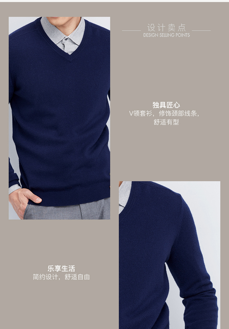 ERDOS mùa thu và mùa đông kinh doanh cashmere V-Cổ cashmere áo len nam áo len E173A0061