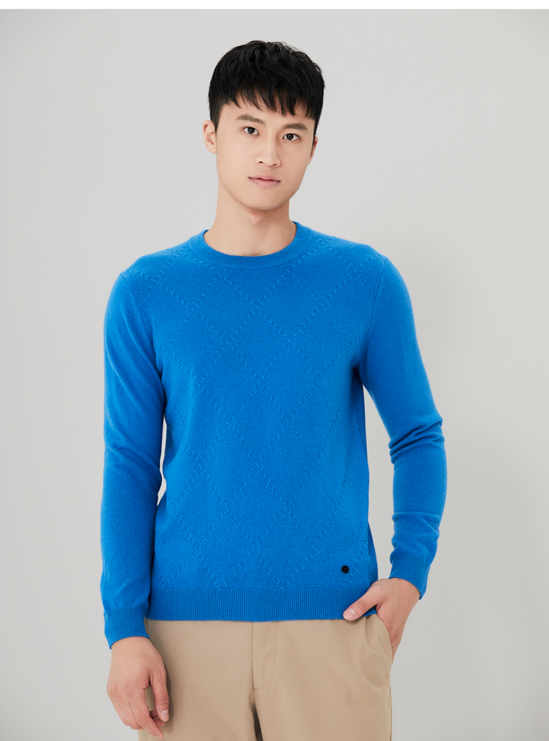 Ordos mùa thu và mùa đông kinh doanh thời trang vòng cổ màu rắn xoắn của nam giới áo len cashmere Q176W4003