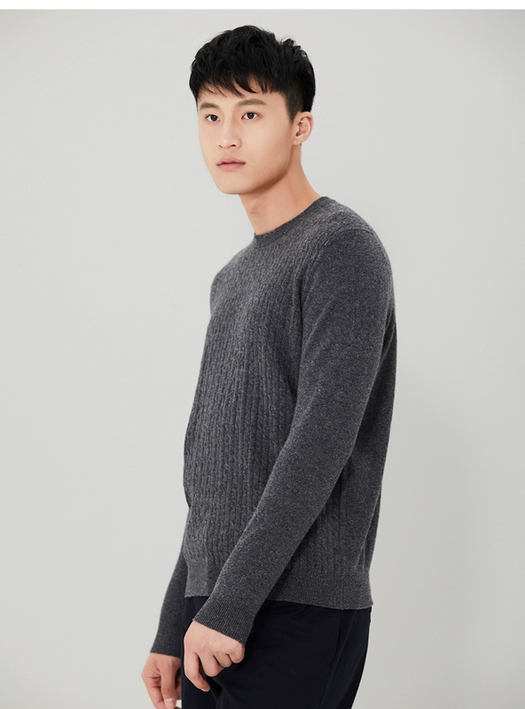 Ordos mùa thu và mùa đông vòng cổ điểm sợi sợi xoắn người đàn ông của áo len cashmere Q176W1030