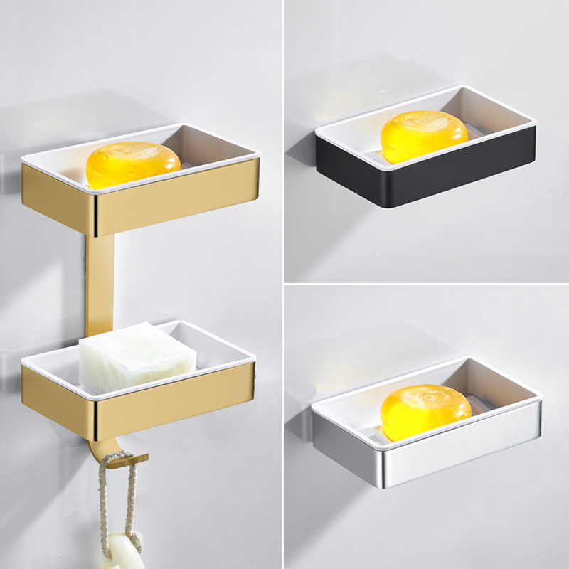 Space Aluminum Makeup Room Soap Box Soap Mesh Soap Rack Soap Box Bathroom Drain Soap Box Creative Wall-mounted Free