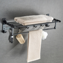 Space aluminum toilet towel rack non-perforated bathroom towel rack bathroom black towel bar toilet wall mounted set