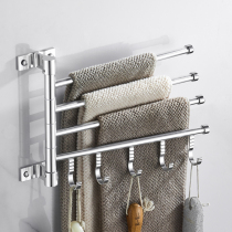 Punch-free space aluminum activity rotating solid towel bar three-bar four-bar bathroom towel rack wall-mounted