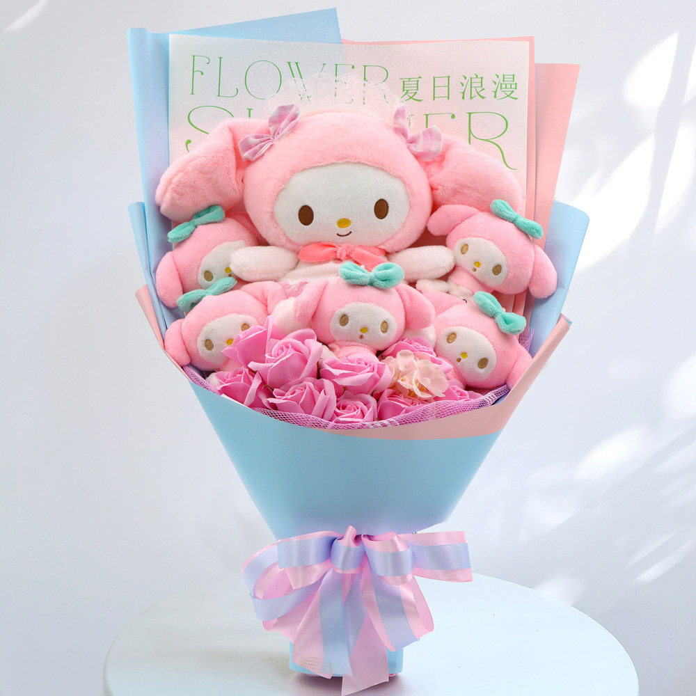 New Cartoon Bouquet Meritty Rabbit Paparazzi Doll Emulation Rose Flowers Birthday 7 New Year's Eve gift to girlfriend