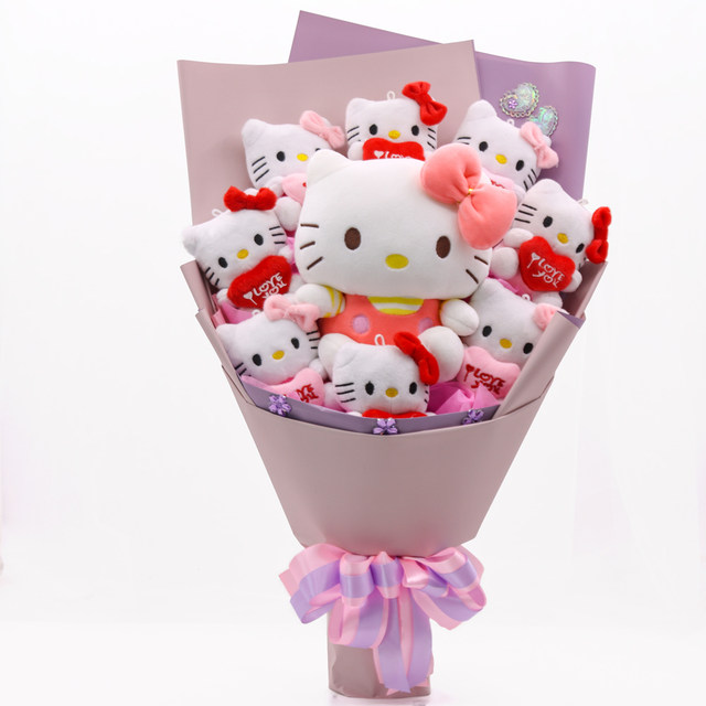 ກາຕູນ bouquet kitty ສະບາຍດີ Kitty doll rag doll rose ຂອງຂວັນວັນເກີດສໍາລັບແຟນ, ພັນລະຍາແລະເພື່ອນຮ່ວມຫ້ອງຮຽນ