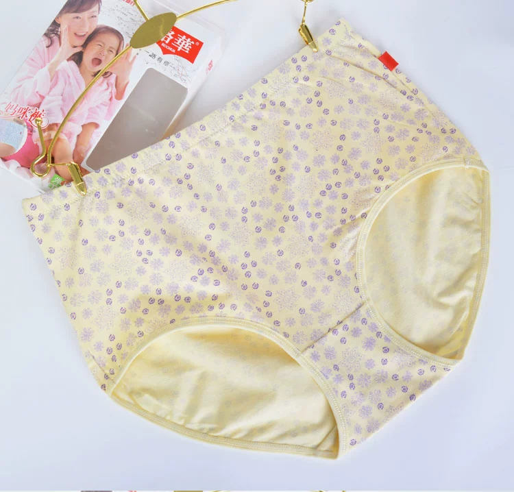 Chính hãng Luohua Ladies Mommy Pants Plus Fertilizer Quần lót Kích thước lớn Cotton tinh khiết Fat mm Bông co giãn Trung cao Eo Quần Rich Sister - Eo cao