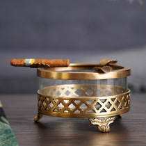 Feiling Home India handmade retro thickened brass glass ashtray home office cigar ashtray luxury