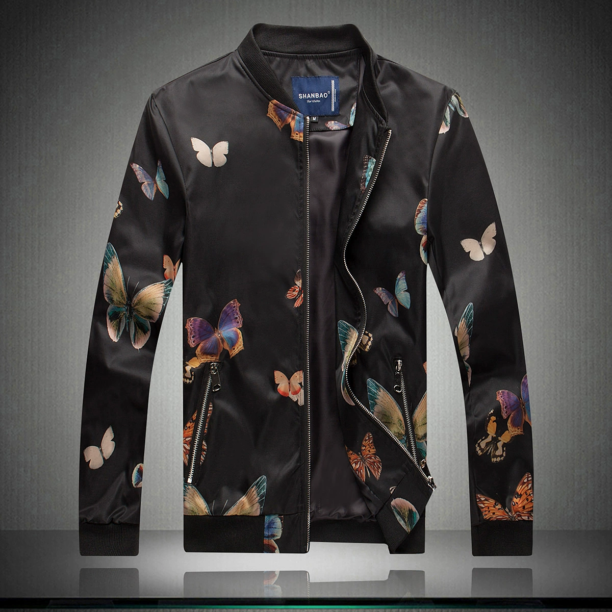Mùa xuân mới cộng với size áo cánh bướm in áo khoác mỏng kiểu Trung Quốc áo khoác ngoài retro xu hướng nam - Mùa xuân
